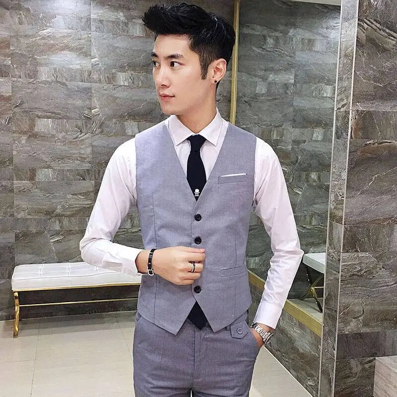 Men's Wedding Suit Three-Piece Set Brother's Match Groomsmen Formal Wear Business Casual Polyester Fiber Flat Collar Slit