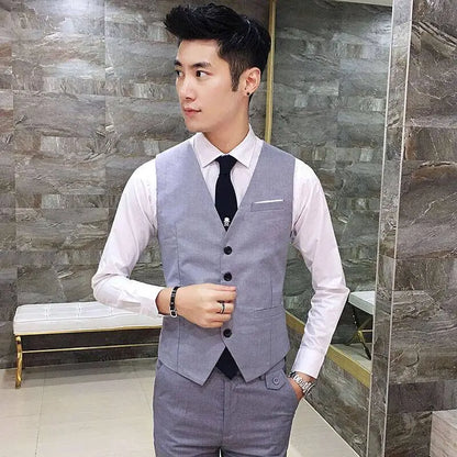 Men's Wedding Suit Three-Piece Set Brother's Match Groomsmen Formal Wear Business Casual Polyester Fiber Flat Collar Slit
