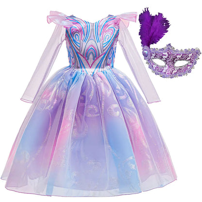 2026 Disney Wicked For Good Fantasia Menina Bruxa Roxa Glinda Princesa Vestido Fofo + Acessórios Festa Aniversário Apresentação