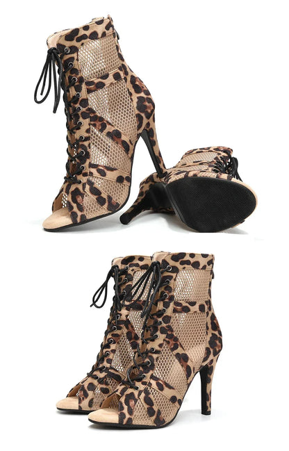 Girls Latin Dance Shoes Women Modern Dance Salsa High-Top Sandals Dance Hall Shoes Ladies Fashion Sexy High-Heeled Suede Boots