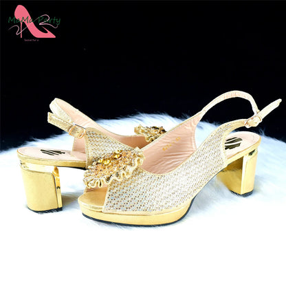Italian Women Shoes Matching Bag Set in Green Color 7 CM Comfortable Heels with Plaform Elegant Peep Toe Sandals