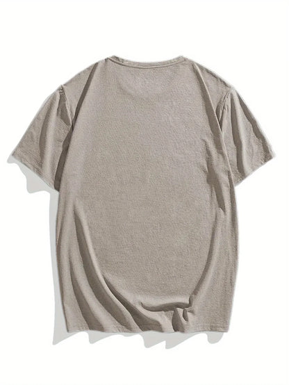 Men's summer 100 cotton fashionable casual loose plus size Compass pattern printed sports round neck short sleeved T-shirt top