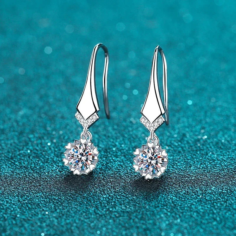 1ct 0.5ct D Color Moissanite Drop Earrings For Women S925 Silver Lab Diamond Engagement Wedding Party Snowflake Earring