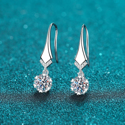 1ct 0.5ct D Color Moissanite Drop Earrings For Women S925 Silver Lab Diamond Engagement Wedding Party Snowflake Earring