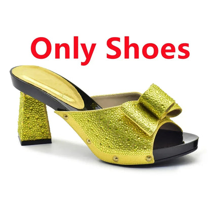 Shoe and Bag Set African Sets 2026 Fashion Gold Color Ladies Matching Shoe and Bag Set for Women Italian Ladies Shoe and Bag Set