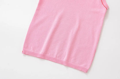 Women's Sleeveless Knit Tank Tops, V Neck ,Contrast Trims, Female Camis, Chic Vest Fashion