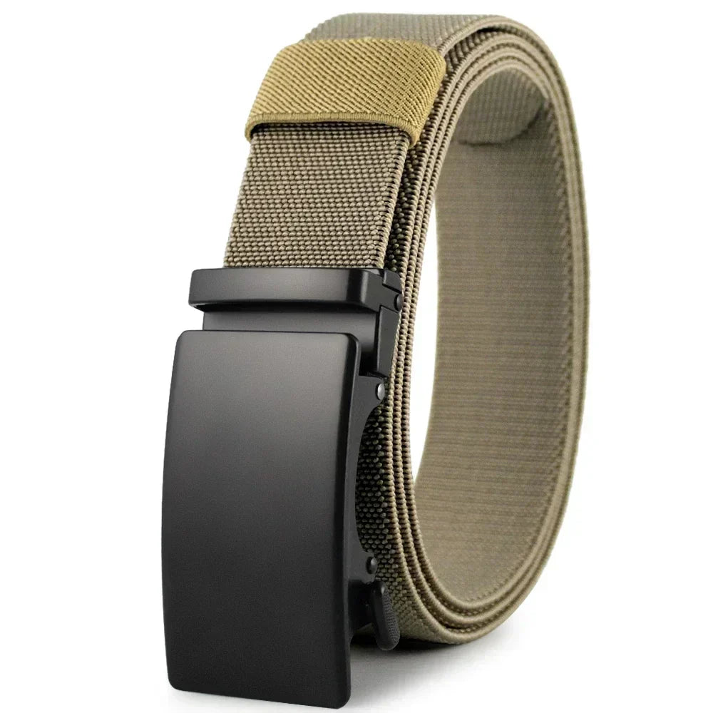 Men Belt Elastic Metal Automatic Buckle Army Outdoor Hunting Tactical Jeans Pants Belt Nylon Breathable Belts 150 Big Size Belts