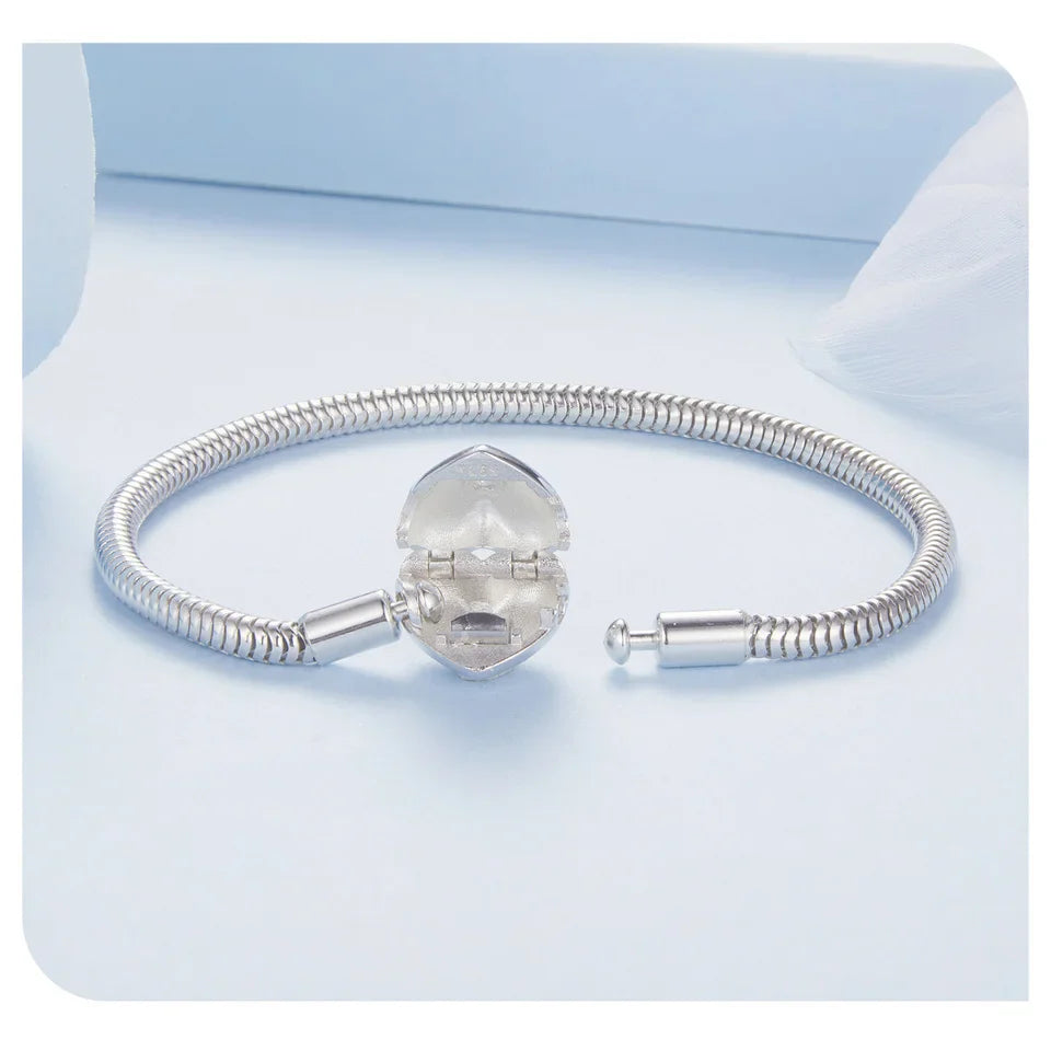 925 Sterling Silver Starburst 3mm Snake Chain Charm Bracelet for Women, High Quality Bracelet Fit for DIY Beads & Pendant