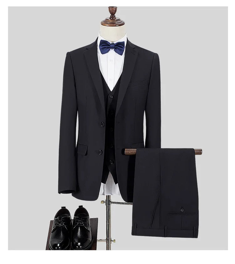 Terno S-8GG (Blazer + Calça) Masculino Moda Casual Ao Ar Livre Cavalheiro Negócios Casamento Slim-fit Formal Estilo Britânico Terno de Casamento