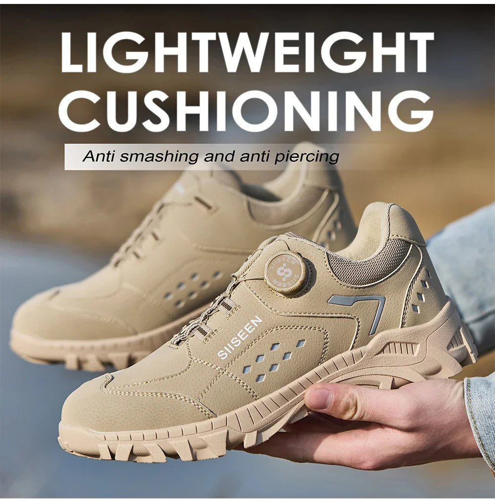 Men's Steel Head Safety Shoes Puncture And Smash Resistant Lightweight Sole Breathable Upper for Outdoor Workshop Work Shoes