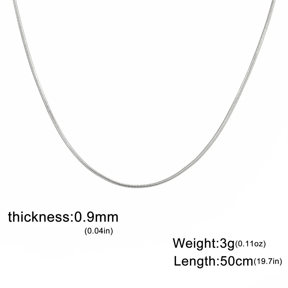 Round Snake Chain Necklace for Women Men Stainless Steel Link Chain 0.9mm 1.2mm 2mm Chains Choker Fashion Jewelry Gifts