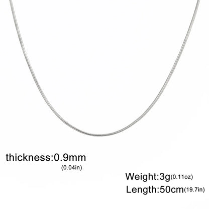 Round Snake Chain Necklace for Women Men Stainless Steel Link Chain 0.9mm 1.2mm 2mm Chains Choker Fashion Jewelry Gifts