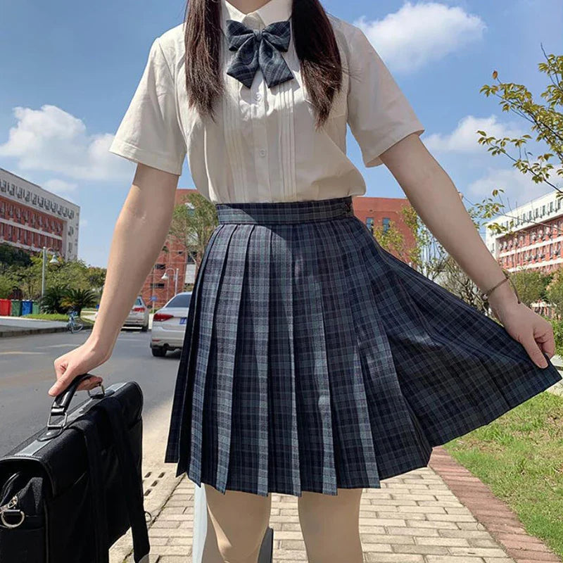 Plaid Women Pleated Skirt Bow Knot Summer High Waist Preppy Girls Dance Mini Skirt Cute A Line Harajuku Sexy Japan Faldas