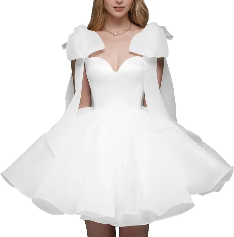 Short Wedding Dresses for Bride Organza Sweetheart 2026 Ball Gown for Women Puffy Homecoming Dresses Party Evening Dresses