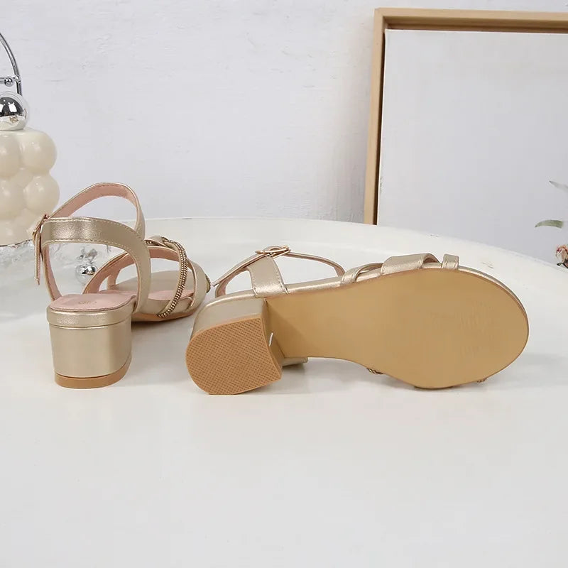Children's Sandals 2025 Summer New Kids' Crystal High Heels Soft Sole Casual Fashion Girls' Princess Shoes 3-10 Years Old