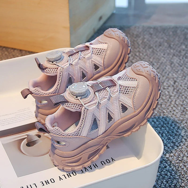 Summer Sport Sandals for Children Hollow Out Breathable Boy's Girl's Adjust Sport Shoes Anti-slippery Soft-soled Kid's Sandals