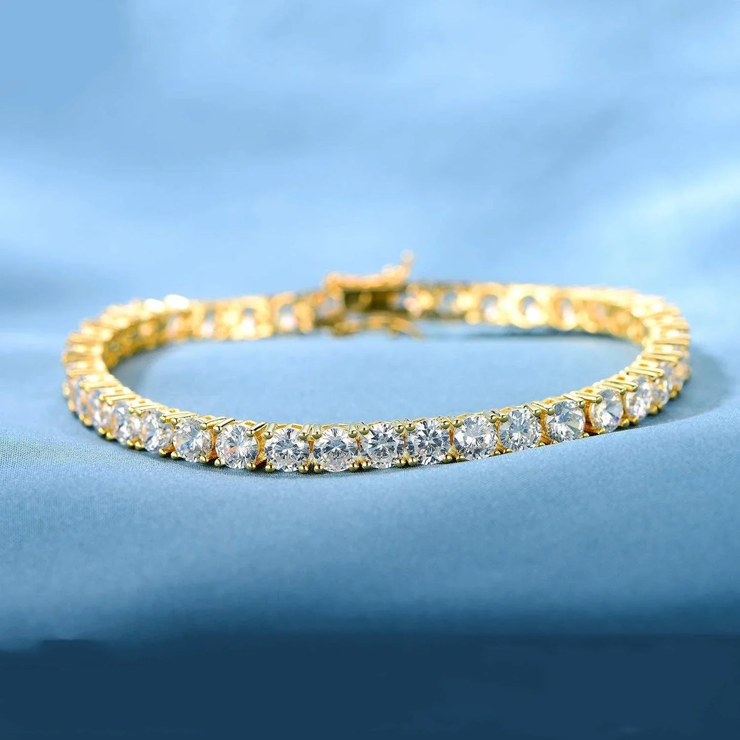 Gold Tennis Bracelet for Women Men 3MM Moissnaite Laboratory Diamond S925 Silver Wedding Jewelry with Certificate