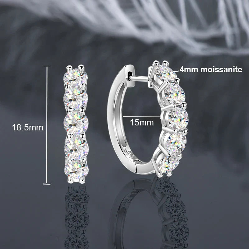 Hoops 100% 925 Sterling Silver Real 3mm Moissanite Stud Earrings For Women Sparkling Jewelry Gifts with Certificate Gifts