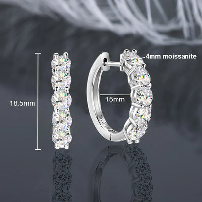 Hoops 100% 925 Sterling Silver Real 3mm Moissanite Stud Earrings For Women Sparkling Jewelry Gifts with Certificate Gifts
