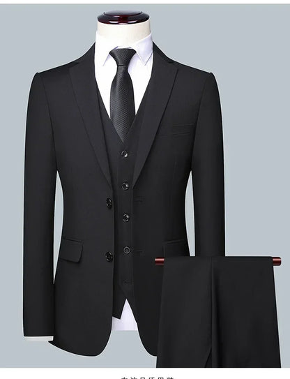 Suit  Outdoor Gentleman Solid-color Men's Fashionable Formal Business Wedding Hosting Banquets Casual and Fitted Gentle Suit