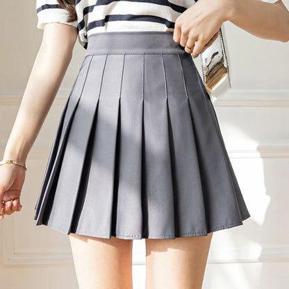 White Women Pleated Skirts Summer High Waist Zipper Girls Dancing JK Mini Skirts Black Fashion Student A Line Faldas 2023
