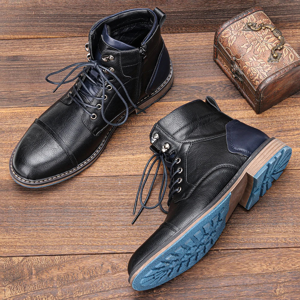 Size 8-13 Retro Men Boots 2025 Fashion Comfortable Spring Leather Boots