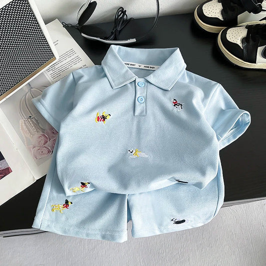 New Summer Fashion Baby Clothes Set Children Boys Solid Color Polo T-Shirt Shorts 2Pcs/Sets Kids Clothing Infant Outfits 1-5year