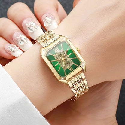 Fashion Rectangle Women Watches Stainless Steel Strap Quartz Wristwatches Reloj Mujer（Without Box）