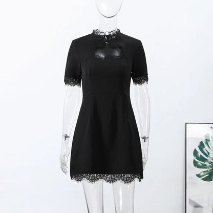 Fashion Lace Up Polka Dot Mini Dress Women Square Collar Short Sleeve Satin Party Dresses2026 Summer Lady Elegant Beach Robe New