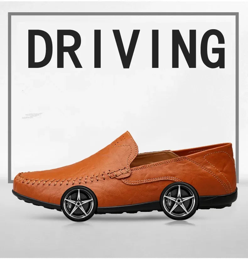 Genuine Leather Men Casual Shoes Luxury Brand Designer Men Loafers Moccasins Breathable Slip on Male Boat Shoes Plus Size 37-47