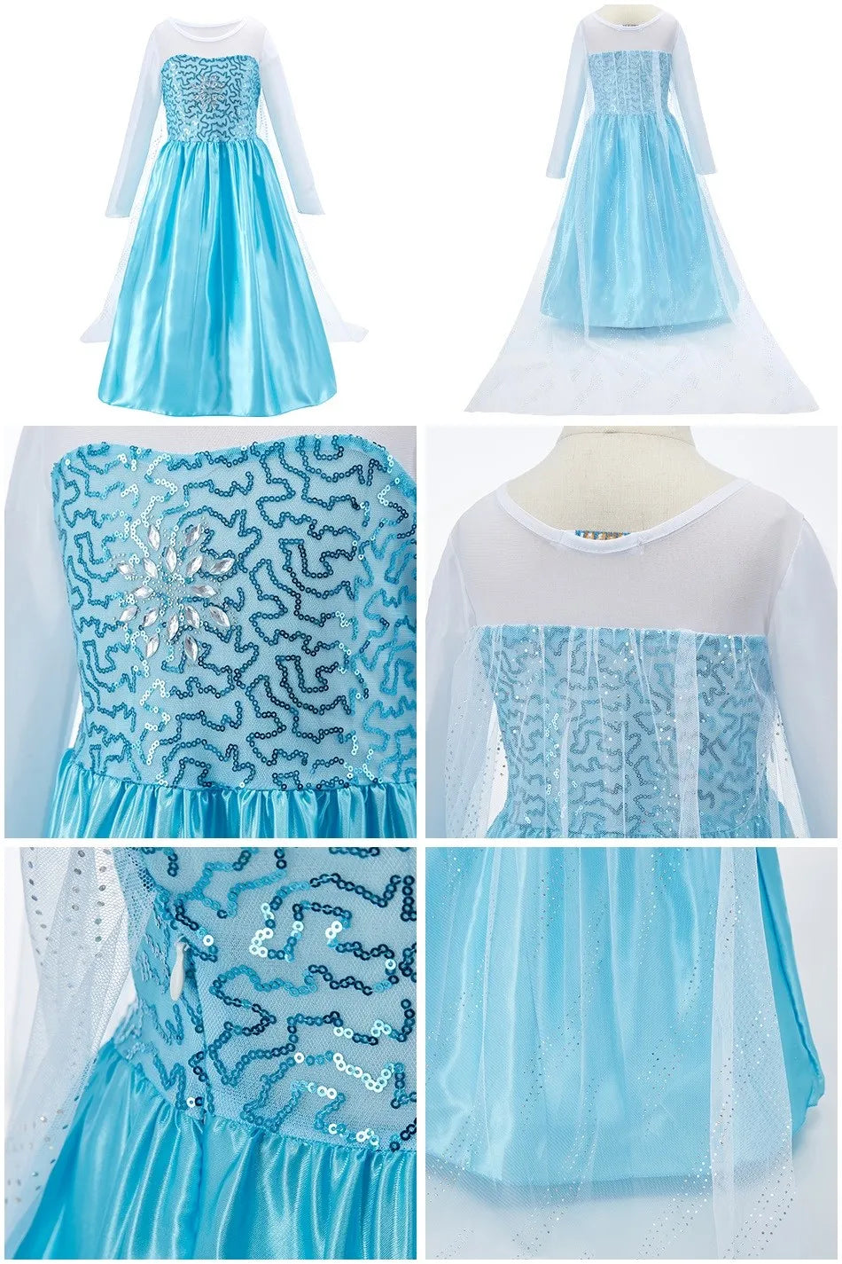 Vestido da Anna e Elsa para Meninas, Fantasia Cosplay Infantil de Halloween, Vestidos de Princesa para Crianças, Festa de Aniversário Elegante, Roupas de Carnaval 3-10 Anos