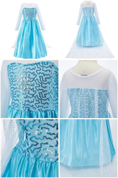 Vestido da Anna e Elsa para Meninas, Fantasia Cosplay Infantil de Halloween, Vestidos de Princesa para Crianças, Festa de Aniversário Elegante, Roupas de Carnaval 3-10 Anos