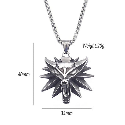 Vintage Punk Wolf Head Pendant Necklace For Men Punk Hip Hop Jewelry Geralt of Rivia Slavic Viking Necklace Dropshipping