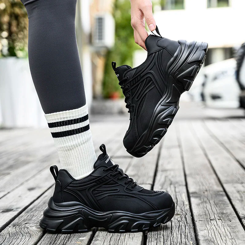 Lace-up Safety Work Shoes For Women Steel Head Boots Female Indestructible Construction Non Slip Platform Work Shoes