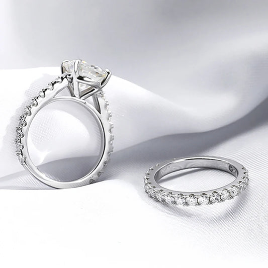 5.28ct All Moissanite Rings Set Women Gift Sparkling Lab Diamond Wedding Rings S925 Sterling Silver Plated 18K Jewelry