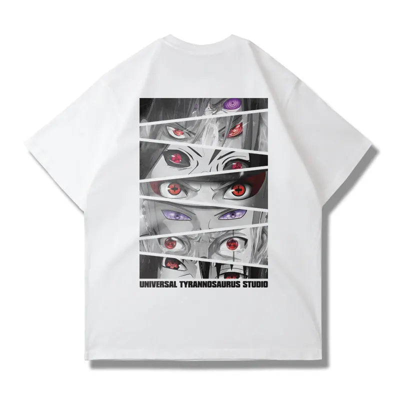 Camiseta Estampada com Estampa de Olho Estilo Fatiado, Produtos de Anime IP, Mangas Curtas Casuais para Adultos e Crianças