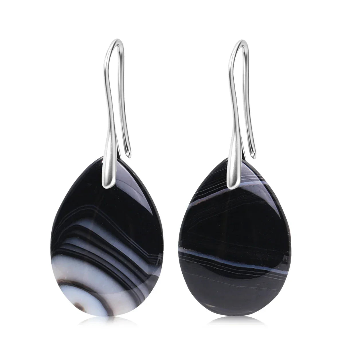 Natural Stone Pendant Women's Teardrop Earrings Elegant Gem Jewelry Creative Gift Black Obsidian Amethyst Rose Quartz Earrings