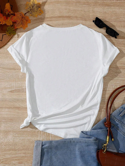 Beautiful Shell Pattern Print T-shirt American Ins Casual Regular Women Street Clothing Comfortable Y2k Loose T-shirt Tops