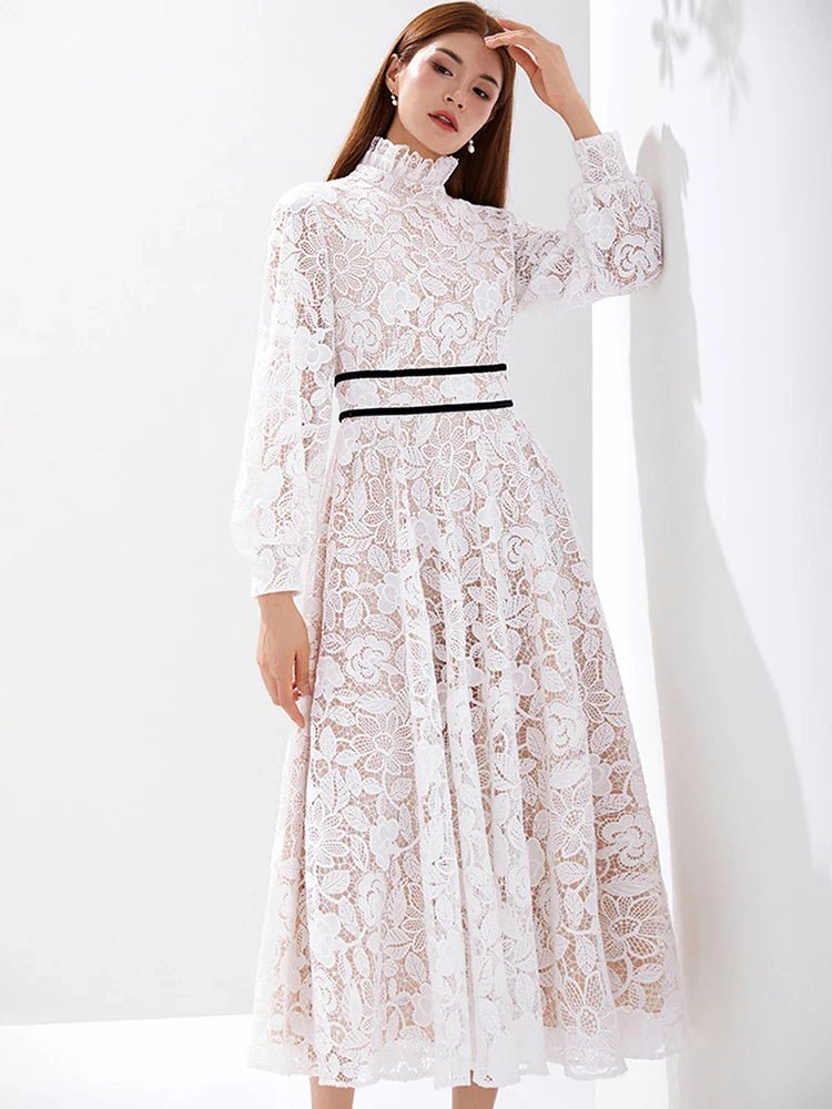 Quality Women Luxury Embroidered Long Maxi Evening Dress Elegant White New Long Sleeve Evening Party Dress Vestidos