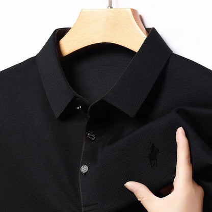 Spring and Autumn Pure Cotton Men's Long Sleeve Collar T-shirt Business Casual Fashion Comfortable Versatile Polo Shirt