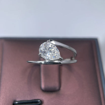 D Color VVS1 6*8mm Pear Cut Moissanite Rings for Women Sparkling Wedding Proposal Birthday Gift 100% S925 Sterling Silver