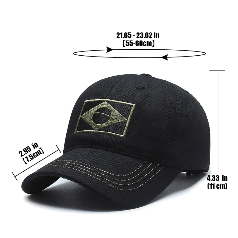 Spring and Autumn New Cotton Embroidered Brazilian Flag Baseball Cap Outdoor Cotton Men and Women Camouflage Sun Hat