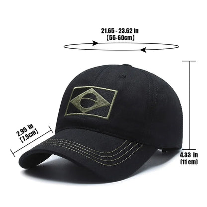 Spring and Autumn New Cotton Embroidered Brazilian Flag Baseball Cap Outdoor Cotton Men and Women Camouflage Sun Hat