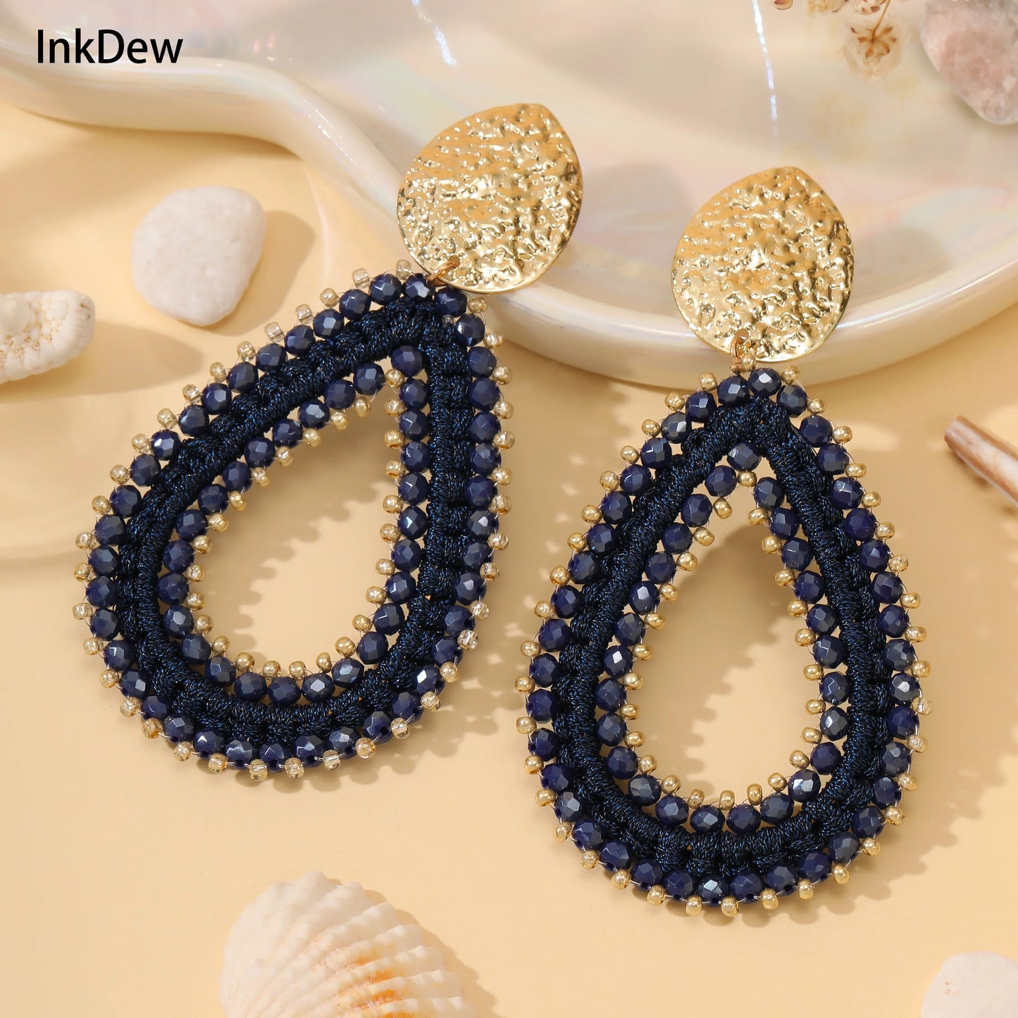 Big Water Drop Shape Drop Earrings For Women Colorful Beads Handmade Threading Crystal Long Earrings Jewelry Gift EA144