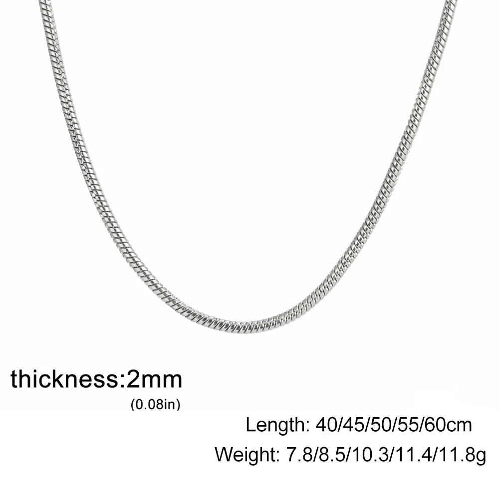 Stainless Steel Gold Color Round Snake Chain Necklace Women Men Long Neck Chains Trendy Punk Jewelry Gift Wholesale