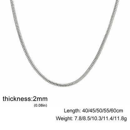 Stainless Steel Gold Color Round Snake Chain Necklace Women Men Long Neck Chains Trendy Punk Jewelry Gift Wholesale