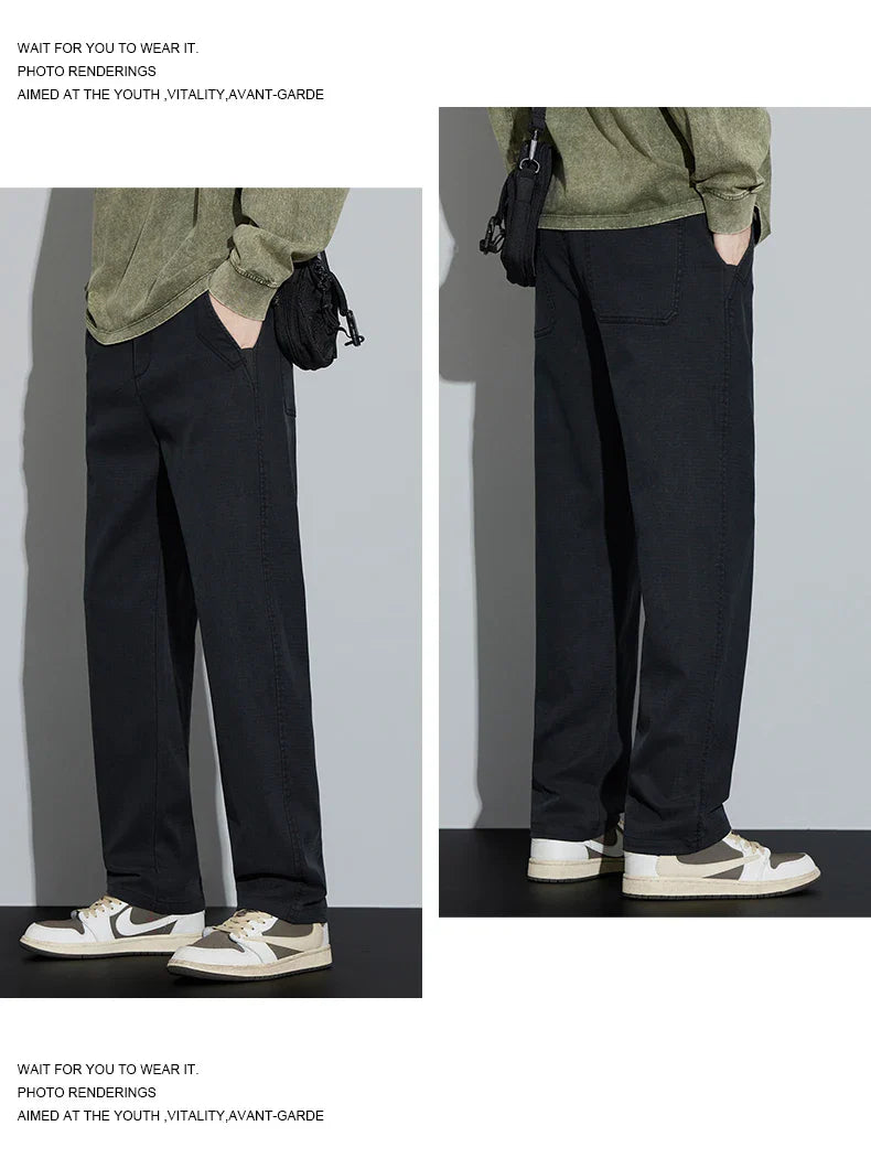 4 Colors New Straight Men's Pants Baggy Casual Lyocell Comfortable Stretch Trousers Male Wide Fashion Korean Pants Streetwear