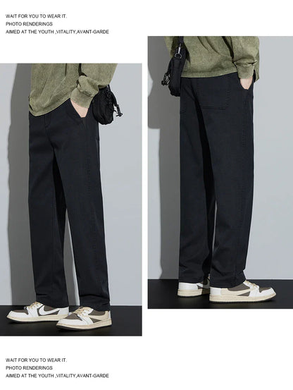 4 Colors New Straight Men's Pants Baggy Casual Lyocell Comfortable Stretch Trousers Male Wide Fashion Korean Pants Streetwear