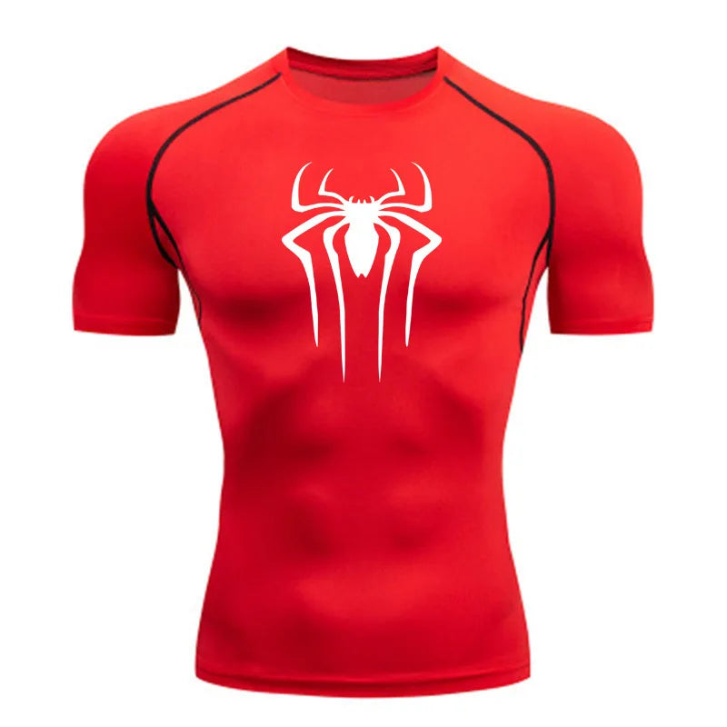 Nova Camiseta de Compressão Masculina Fitness Academia Super Herói Esporte Corrida Camisa Rashguard Tops Secagem Rápida Manga Curta Para Homens
