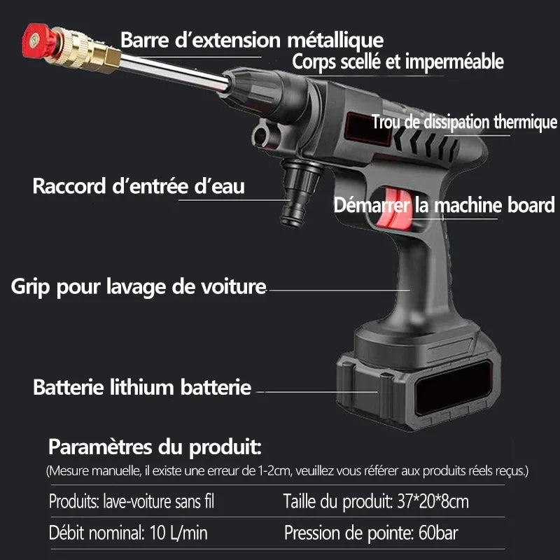 Cordless High Pressure Car Washer Spray Water Gun  Battery Foam Generator Car Washing Machine for Home